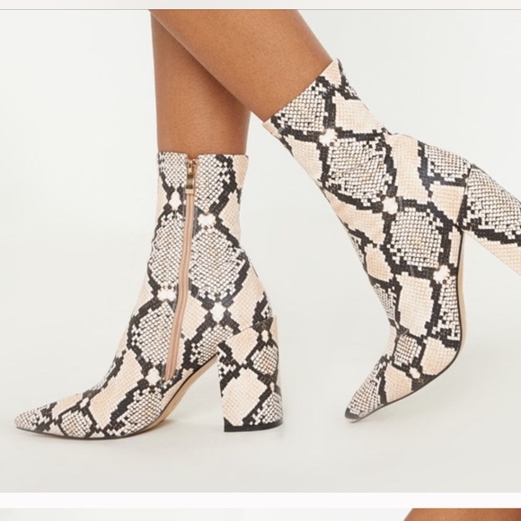 PLT Point Toe Snake Ankle Sock Boot - Picture 1 of 1